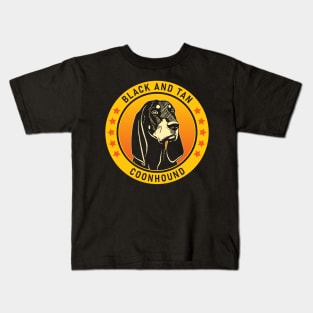 Black and Tan Coonhound Dog Portrait Kids T-Shirt